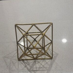 Geometric Gold Metal Sculpture